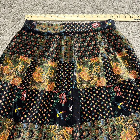 Vintage Century of Boston Union Made Velvet Boho Floral Patchwork Pattern Skirt - Picture 5 of 10